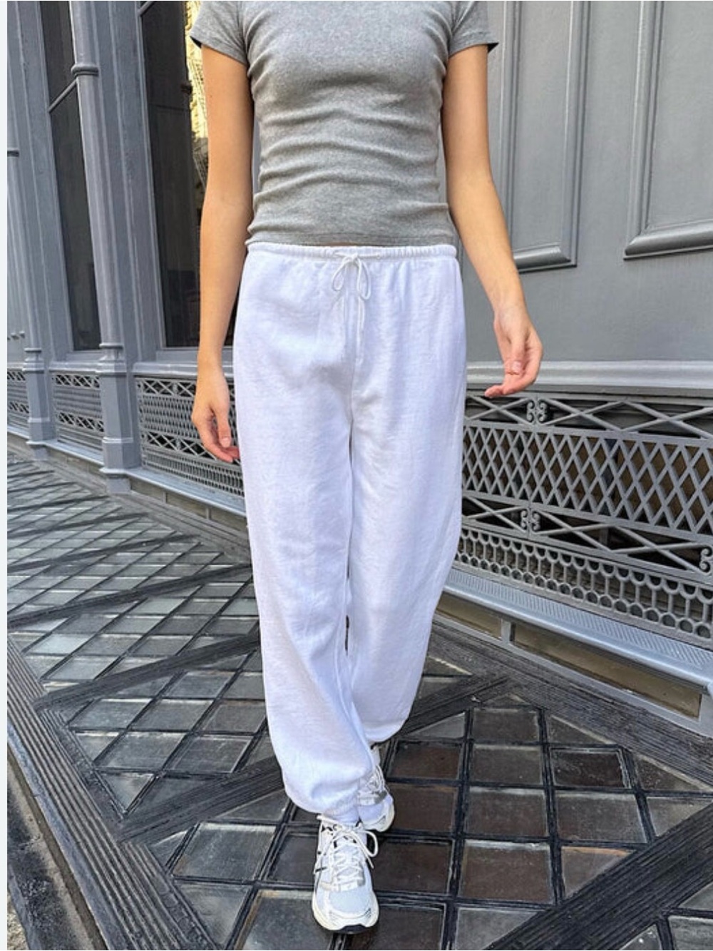 Brandy Melville Anastasia white linen blend wide leg Pants white one size